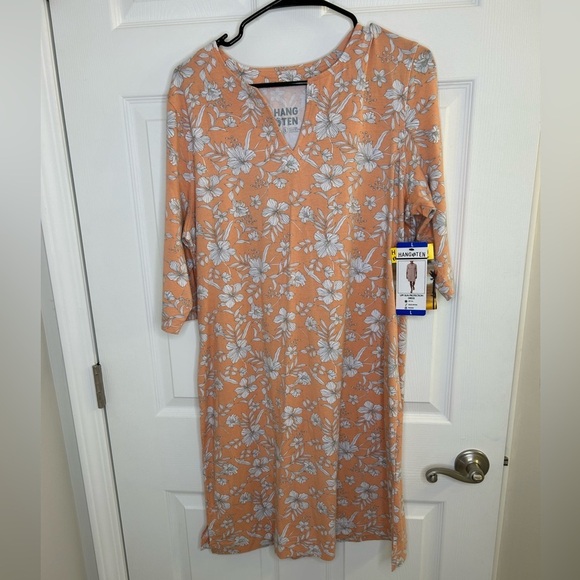 Hang Ten Other - Hang Ten UPF Sun Protection Dress NET peach and white floral swim cover up sz L